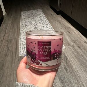 Bath & Body Works Twisted Peppermint Candle - Pink and White